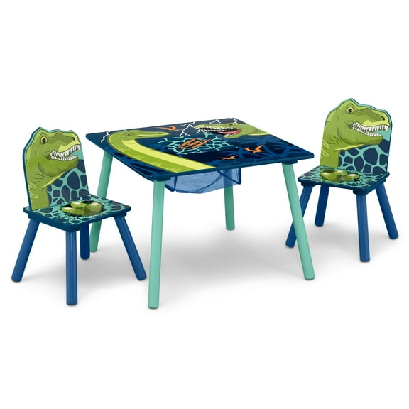 Delta Children Dinosaur Table and Chair Set With Storage (2 Chairs Included) - Greenguard Gold Certified, Blue/Green