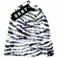 thumbnail image 2 of DKNY Black/White Fuzzy Animal Print Beanie, One Size, 2 of 3