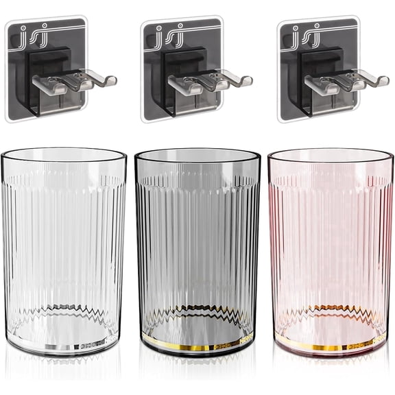 TIE-DailyNec 3 Pcs Plastic Toothbrush Holder for Electric Toothbrushes, Reusable Portable Bathroom Organizer Cup for Toothpaste Makeup Brushes, Razors