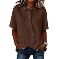thumbnail image 4 of Women's Tops, Tees & Blouses Long Sleeve Full Print Bubble Wrinkled Retro Art Button Down Breathable Shirts Business Casual Tops for Women bovemsi, 4 of 6
