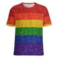 thumbnail image 5 of Rainbow Glitter Flag Women's Short Sleeve Tops Casual Blouses T Shirt, 5 of 6