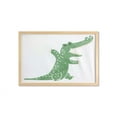 thumbnail image 1 of Crocodile Wall Art with Frame, Pattern of a Funky Creature Laughing on a Plain Background, Printed Fabric Poster for Bathroom Living Room, 35" x 23", Peacock Green Beige, by Ambesonne, 1 of 2