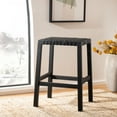 thumbnail image 2 of SAFAVIEH Capri Leather Woven Counter Stool with Footrest, Black, 2 of 7