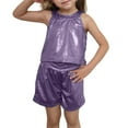 thumbnail image 4 of VNKIDY Girl's Tank Top Kids Solid Color Sequin Sleeveless Relaxed Fit Top For Party Performance Daily Casual Wear Trendy Top, 4 of 4