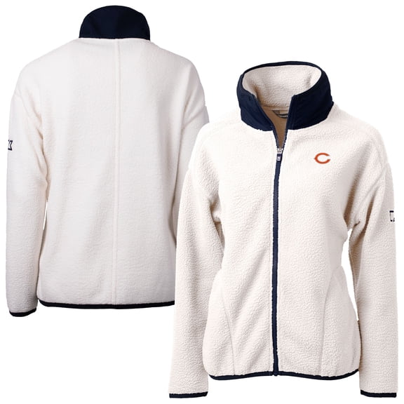 Women's Cutter & Buck Oatmeal Chicago Bears Cascade Eco Sherpa Fleece Full-Zip Jacket