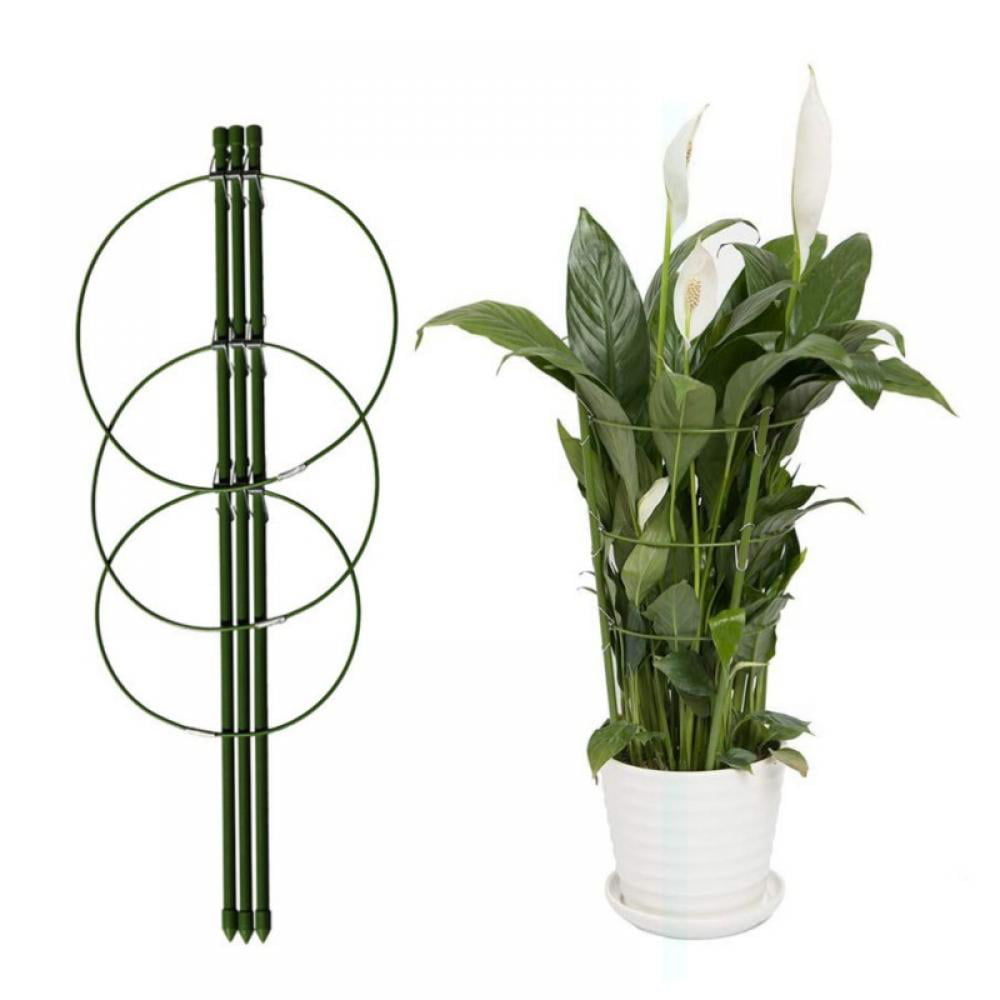3 Pieces Garden Mini Trellis Plant Single Hoop Support Ring 7 Dia x 11 High 3 Legs