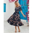 thumbnail image 2 of Zeagoo Women's Summer Dresses Midi Tiered Casual Dress Floral V Neck Ruffle Short Sleeve Flowy Beach Dress with Pockets, 2 of 10
