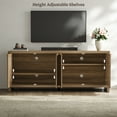 thumbnail image 5 of SICOTAS 61.5"W Rattan TV Stand with 4 Doors, Boho Entertainment Center with Adjustable Shelves & Spacious Countertop – Large Boho Farmhouse Media Console for Living Room, Reclaimed Caramel Oak, 5 of 10