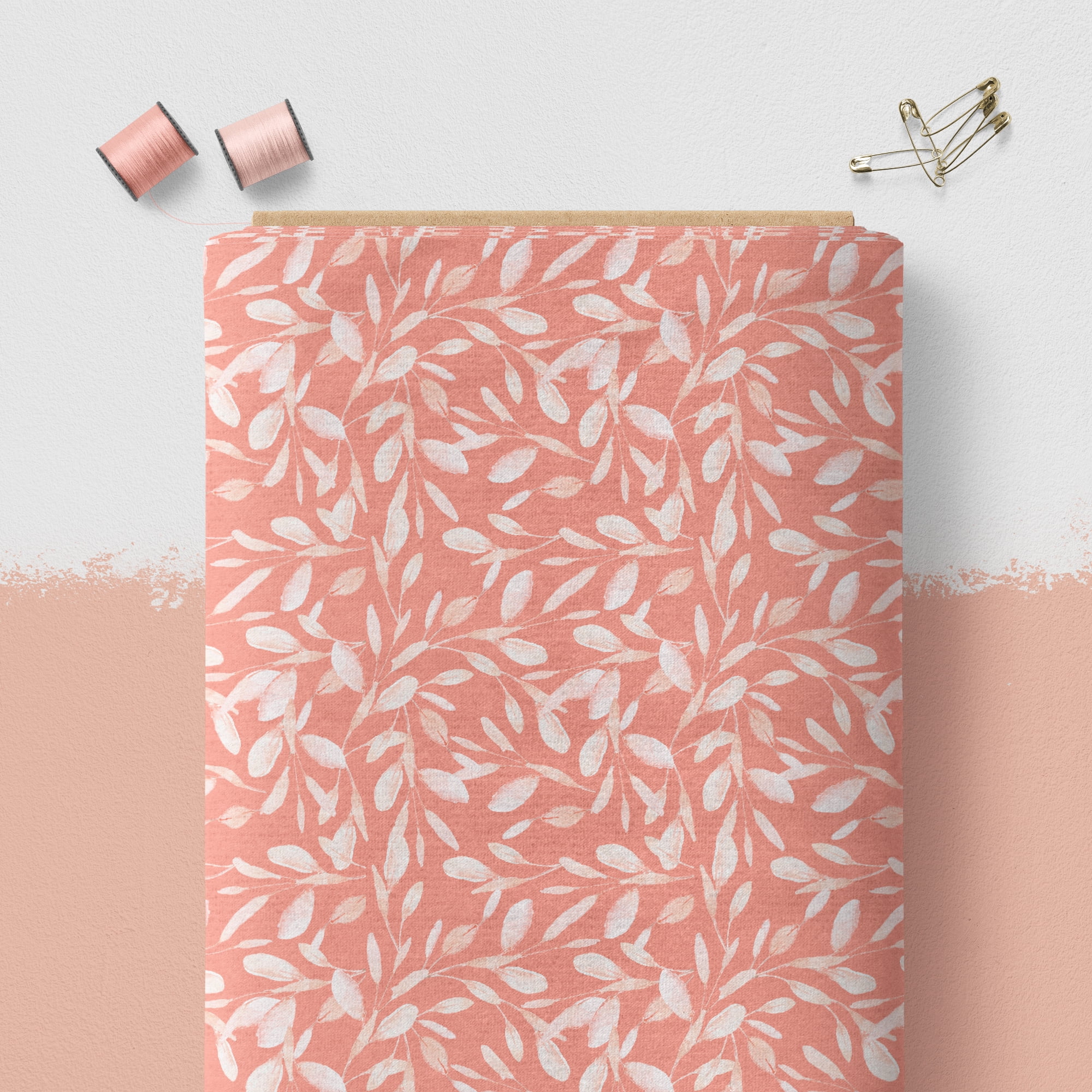 Mainstays 44" Width Cotton Flannel Savannah Vine Coral Fabric 8 Yard Bolt