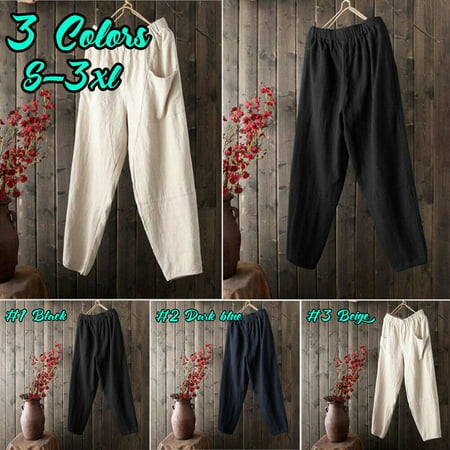 SUNSIOM Men Cotton Linen Wide Leg Casual Harem Pants Palazzo Baggy Trousers S-3XL