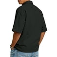 thumbnail image 4 of OIOLOYJM Shirts for Men Basic Casual Cotton Button Up Shirts Spring Short Sleeve Lapel Relaxed Fit T-Shirts Stylish Business Work Clothes Black 3XL, 4 of 5