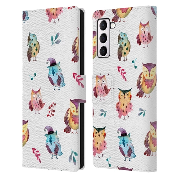 Head Case Designs Officially Licensed Haroulita Animals Owl Leather Book Wallet Case Cover Compatible with Samsung Galaxy S21+ 5G