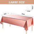 thumbnail image 2 of 3 Pieces Rose Gold Foil Party Rectangular Table Covers Table Cloth Table Cover 54 x 108 Inch Shiny Plastic Waterproof Tablecloth Party Table Cover with 12 Clips for Rose Gold Party Table Decoration, 2 of 7