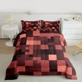 thumbnail image 2 of jejeloiu Pixelated Miners Game Full Size Comforter Sets,Pink Brown Geometric Checkered Bedding Comforter Set,Teens Video Games Bedding Sets For Boys Kids,Super Cozy Room Decor Reversible,3 Pieces, 2 of 8