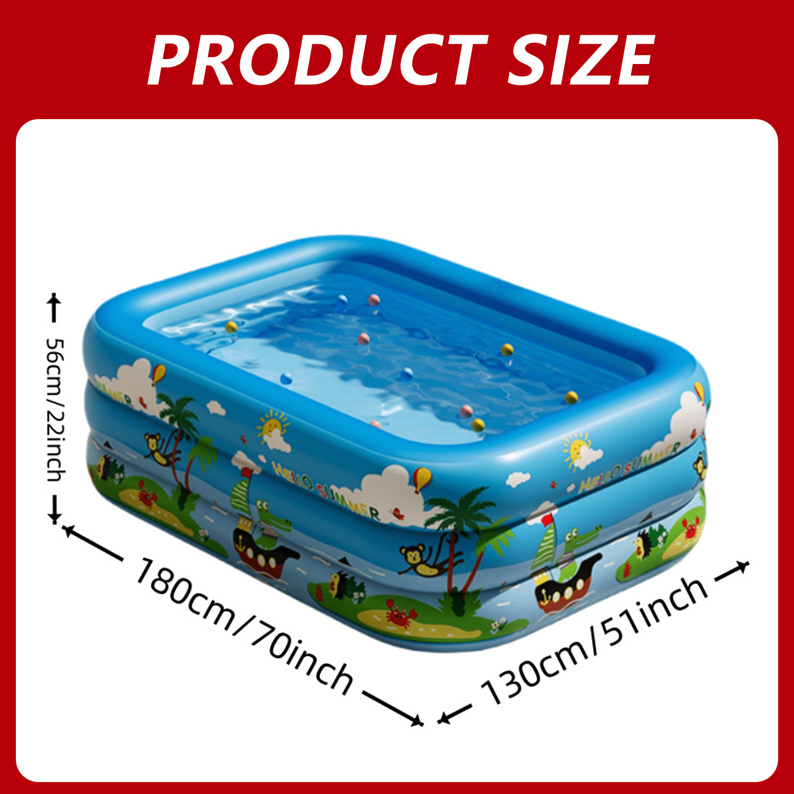 Arcticwind Inflatable Swimming Pool Oversized Thickened Blow Up Pool Easy Set 70" X 51" X 22" Family Swimming Pool Swimming for Garden,Summer Water Party Outdoor Backyard
