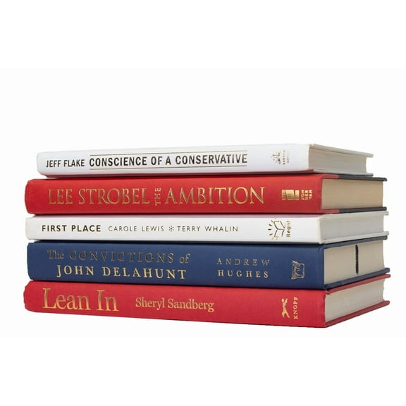 Pen & Willow Red/Blue Decorative Books - Real, shelf-ready book stacks for bookshelves, coffee tables, or end tables. For home or office decor, weddings, or staging decor.