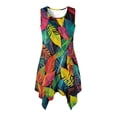 thumbnail image 5 of Garronmavis His and Hers Matching Outfits Colorful Tropical Leaves Mens Button Down Shirt Short Sleeve Shirt and Womens Sleeveless Dress with Pocket Polyester Hawaiian Sundress Size L, 5 of 7