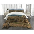 thumbnail image 3 of Ambesonne Zoo Quilted Bedspread Set 3 Pcs, Giraffe Trees Africa Savannah, Queen Size, Pale Brown Green Blue, 3 of 5