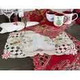 thumbnail image 3 of Fennco Styles Christmas Embroidered Sequin Candy Cane Holly Ribbon Placemats 13" W x 19" L, Set of 4 - Ivory Table Mats for Home, Holiday Décor, Family Gathering, Banquets, Special Occasion, 3 of 5