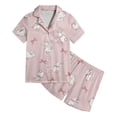 thumbnail image 1 of Girls Soft Pajama Set with Bow Print Design Comfortable Short Sleeve and Shorts for Kids Nightwear, 1 of 4