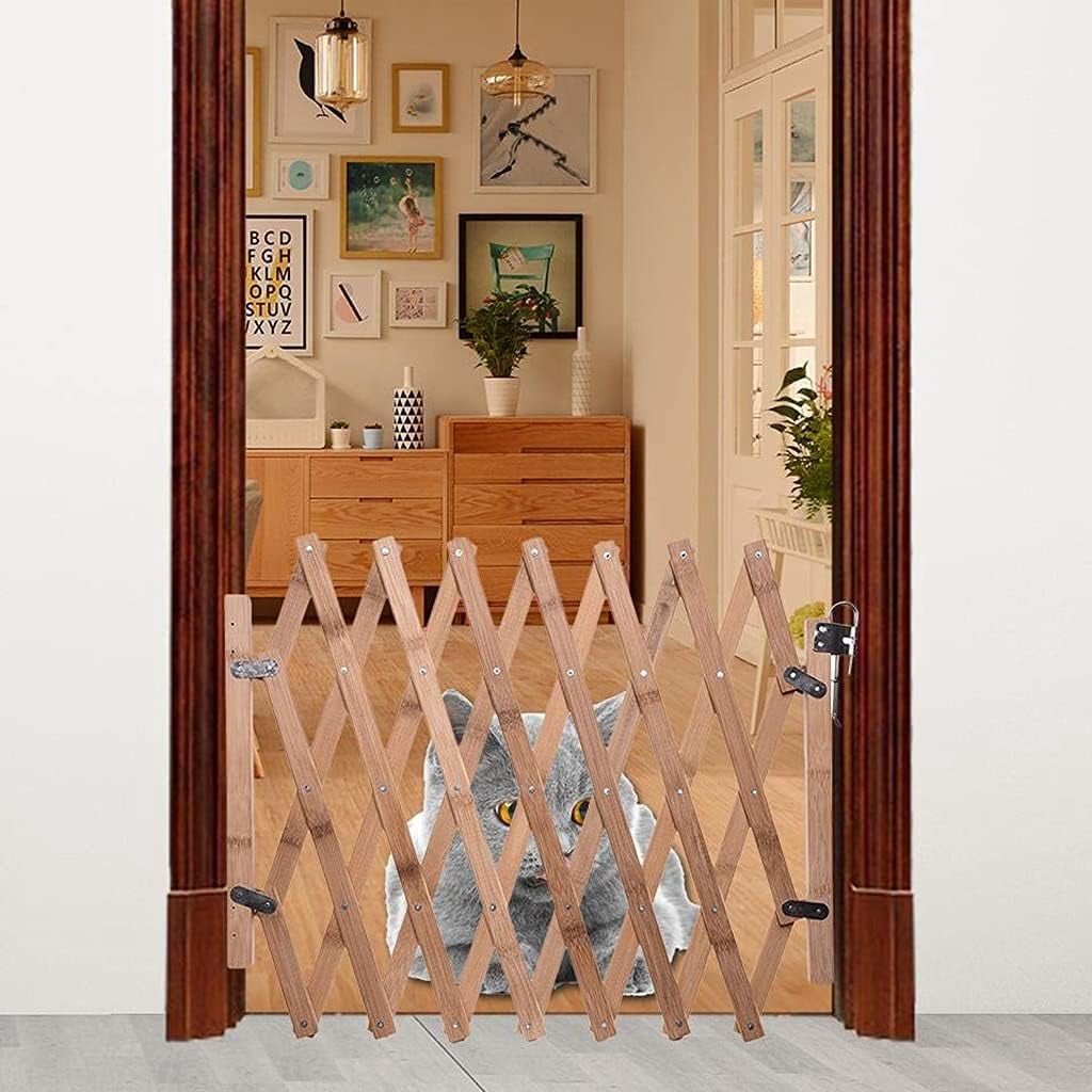 Retractable Wooden Pet Gate for Doorway Stairs