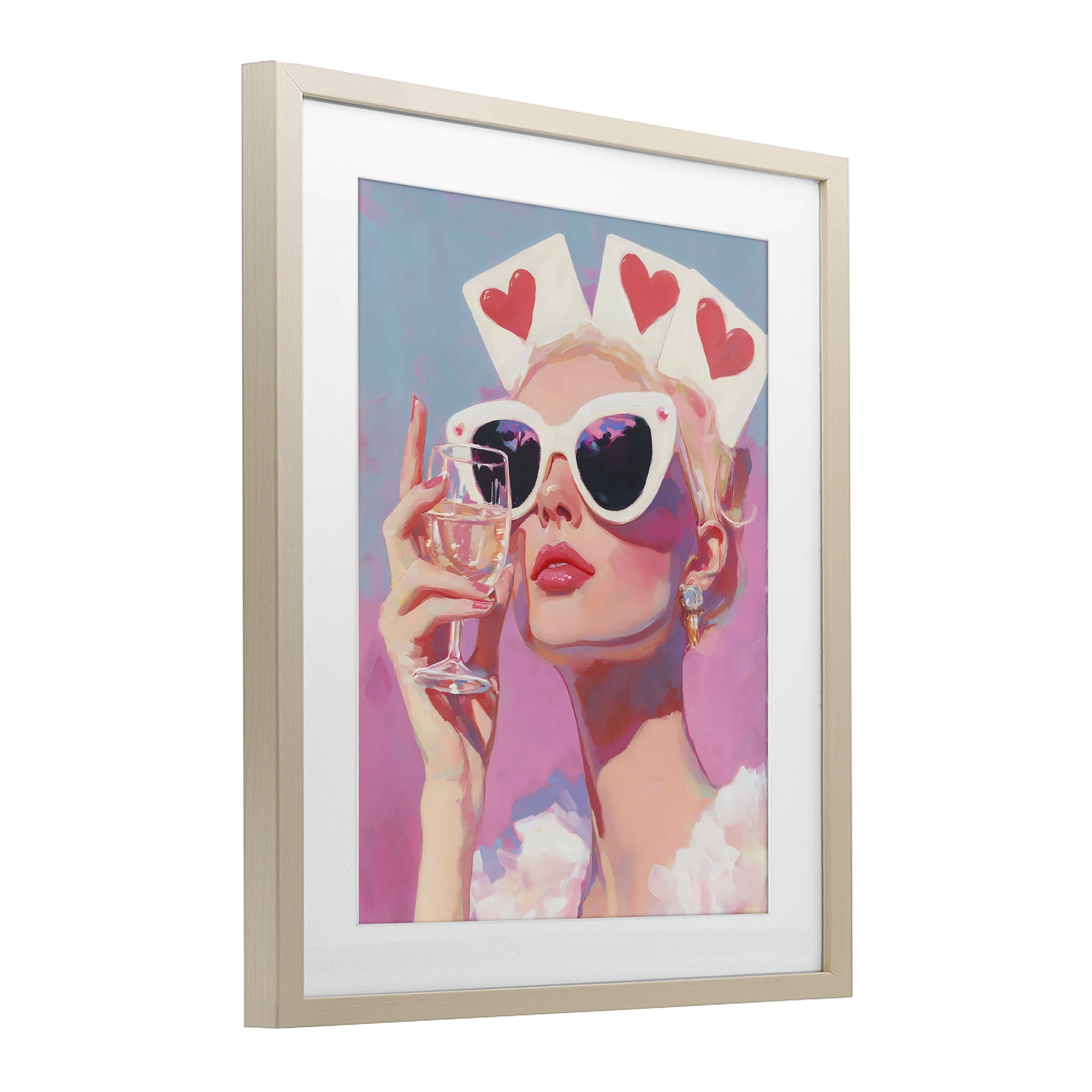 Stupell Industries Queen of Hearts Retro Glam Birch Framed Print Under Glass, design by The Prints Vibe