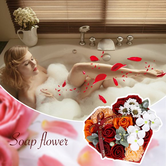 Floral Scented Bath Soap Rose Flower Petals Plant Oil Rose Soap Set Gifts Ideas For Her Women Girls Mom Valentine‘s Day Red Gift Gift Box
