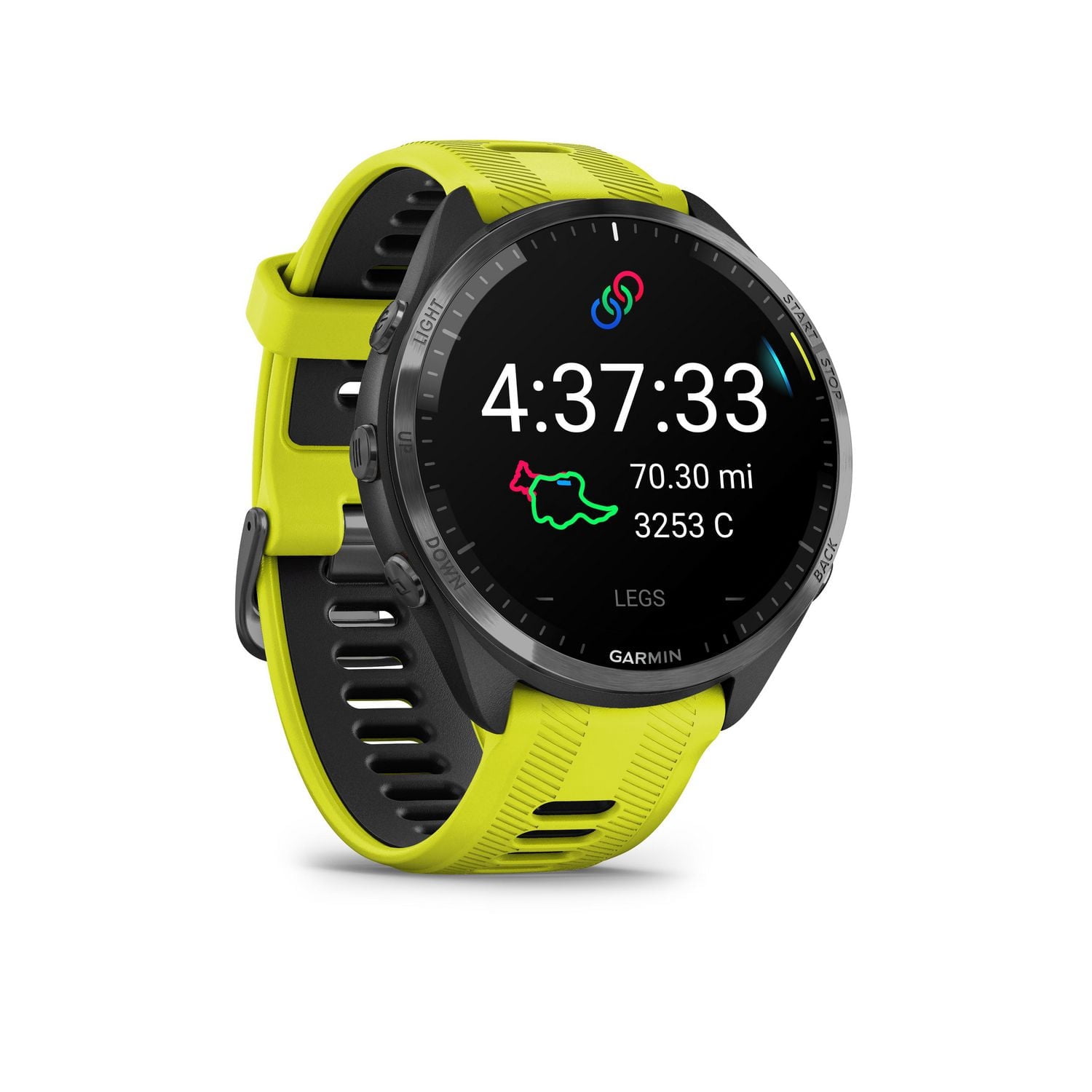Garmin Forerunner® 965 GPS Smartwatch - Titanium Bezel with Whitestone Case and Whitestone/Powder Grey Silicone Band