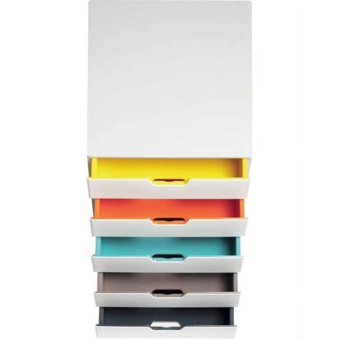 Durable Varicolor Mix 5 Drawer Desktop Storage Box, White/multicolor - 5 Drawer(s) - 11" Height X 11.5" Width X 14" Depth - Desktop - White, Multicolor - Plastic - 1 / Each
