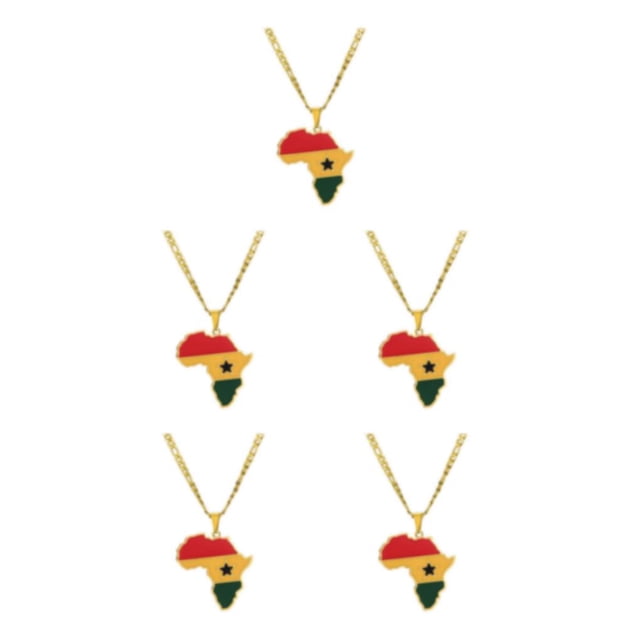 Justharion Se Démarquer avec la Mode Afrique Carte Pendentif Collier Déclaration Pièce Colliers Ghana 5Set