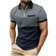 thumbnail image 1 of Ceisia Men's Color-Blocked Striped Zip-Up Short Sleeve Polo Shirt Casual Summer Top Gray L Gifts, 1 of 8