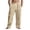 Khaki, variant on Men's Casual Cargo Pants Relaxed Fit Elastic Waist Drawstring Side Cargo Pockets Trouser Lightweight Work Pants White M