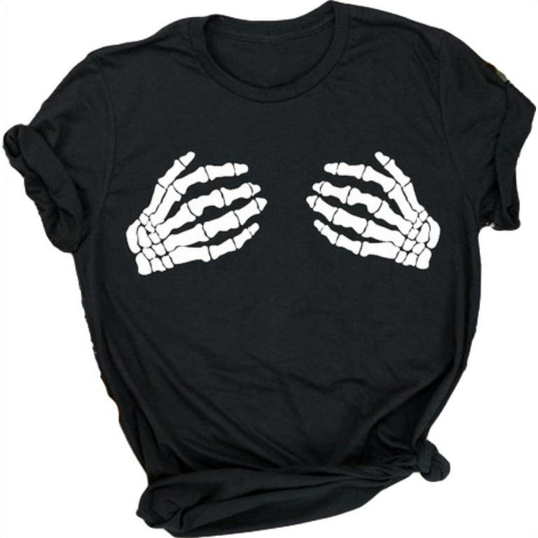 Women's Skeleton Hands Shirt Skeleton Hands Bra Graphic Tee 