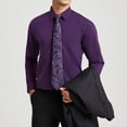 thumbnail image 6 of HISDERN Mens Dress Shirts Long Sleeve Button Down Shirt Casual Solid Formal Business Shirt Purple, 6 of 12