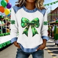 thumbnail image 2 of St Patrick’s Day Sweatshirt Women’s Irish Funny Plus Size Long Sleeve Shamrock Sweatshirts with Denim Trim Casual Business Outfits Going Out Tops for 2026 St. Paddy’s Day, 2 of 5