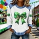 thumbnail image 1 of TaTaai Women's Irish Festival Top Long Sleeve Round Neck St. Patrick's Day Patchwork Casual Spring Holiday Celebration Blouse Gift, 1 of 5