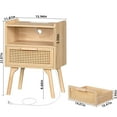 thumbnail image 2 of Joaxswe Rattan Nightstand Set of 2 with Charging Station, Boho Modern Bedside Tables with Drawer & Shelf, Bed Side Tables End Table for Living Room - Natural Wood, 2 of 7