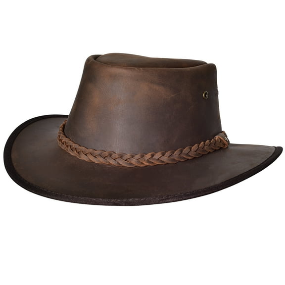 Large Hilason Premium Cowhide Leather Cowboy Hat Grey