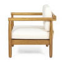 Euroco Outdoor Club Chair Set with Water-Resistant Cushions, Acacia Wood Frame and Slatted Back Design for Patio, Deck, or Garden