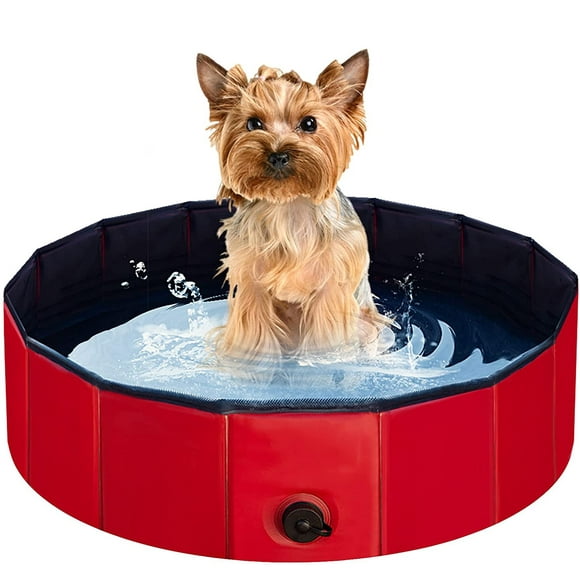 Foldable Dog Pool Hard Plastic Collapsible Pet Bath Tub for Puppy Small Dogs Cats and