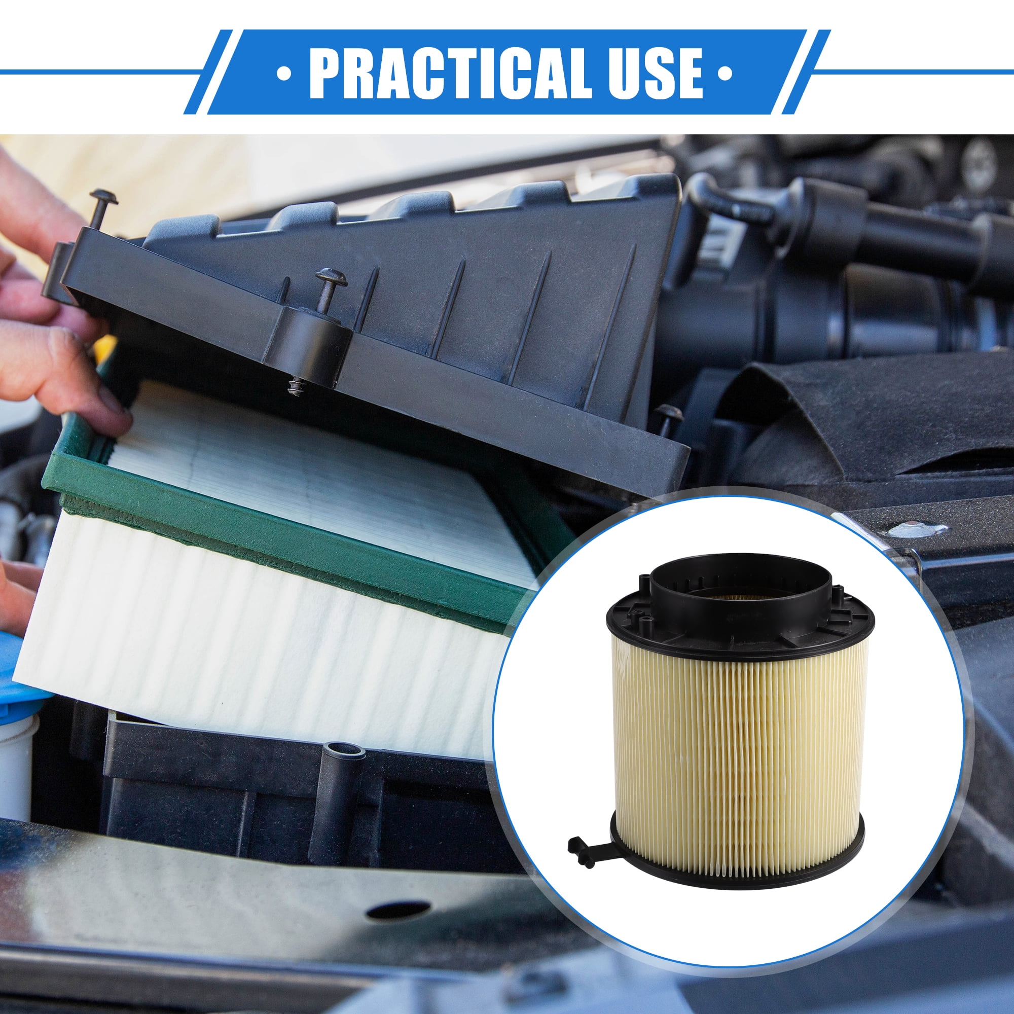 Unique Bargains PP Car Engine Air Filter for Audi Black, Beige 7.28"x6.50"x6.30"(L*H*D)