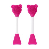 Unique Bargains 2 Pcs Smooth Facial Mask Brush Fan-shaped Rose Red