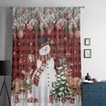 thumbnail image 5 of Red Plaid Christmas Semi Sheer Curtains Drapes for Living Room,Bedroom,French Doors Window 63 Inches Long,Snowman Xmas Tree Ball Elk Snowflake Rod Pocket Chiffon Curtain Voile Drapery Panel, 5 of 6