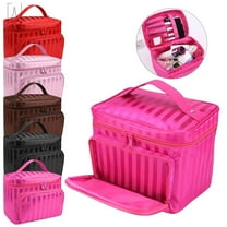 Gustave Large Capacity Travel Makeup Bag with Mirror, Portable Handle Cosmetic Case Pouch Waterproof Toiletry Organizer "Rose Red"