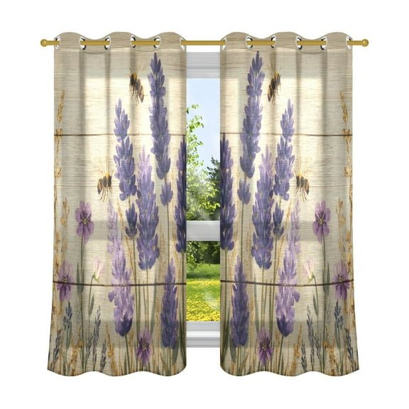 2 Panels Set Blackout Curtains Thermal Insulated Sun Protection Room Darkening Drapes for Bedroom Lavender Sea