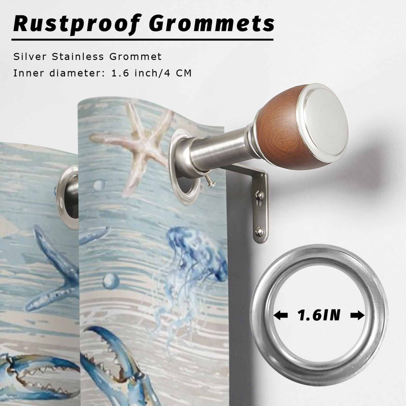 Marine Life Outdoor Curtains for Patio, Ocean Crab Coral Starfish Seashell Jellyfish Coastal Sunshade Privacy Drapes Grommet Waterproof Outside Curtains for Porch/Cabana/Balcony 54"x 108", 1 Panel