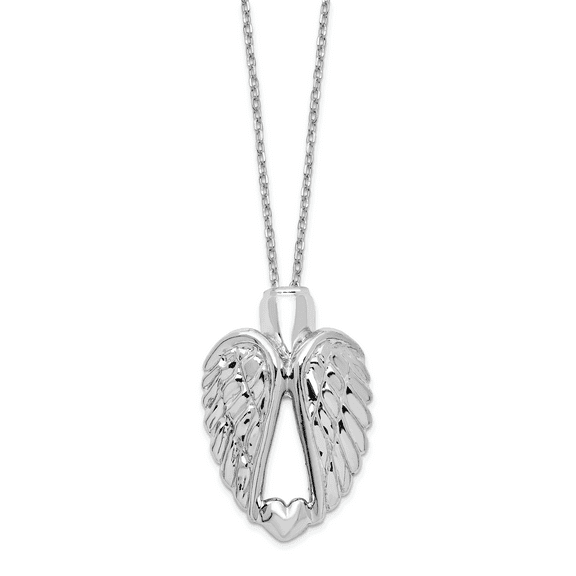 Primal Silver Sterling Silver Wings Ash Holder 18-inch Cable Chain Necklace