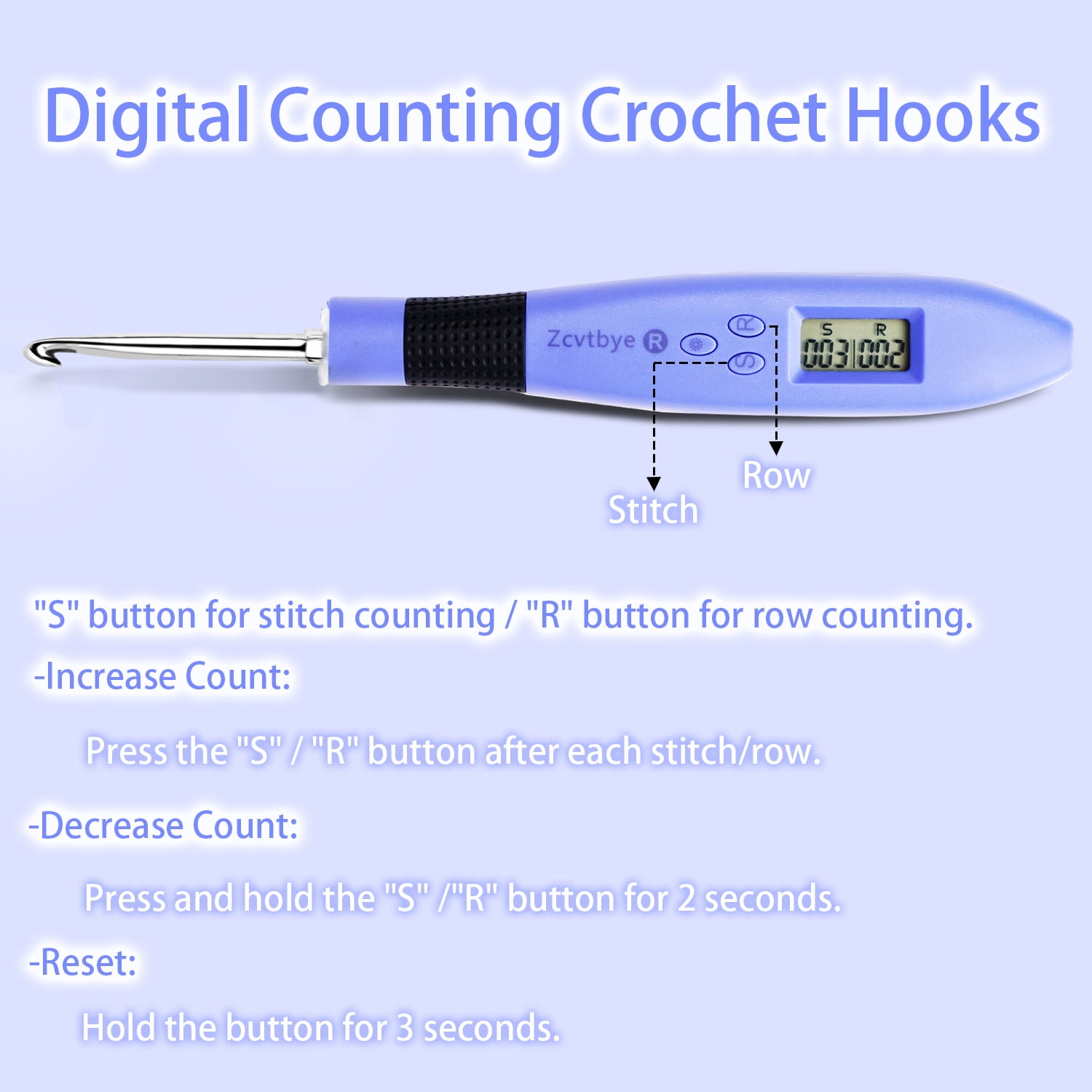 Crochet Hook Set Digital with 12 Different Size Interchangeable Crochet Needle, Ergonomic Crochet Hooks with LED Light and Digital Stitch Counter for Beginners & Experts