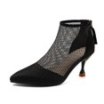 thumbnail image 3 of Womens Pointed Toe Stiletto Heels Rhinestone Booties Fashion Mesh Ankle Boots Ballroom Dance Shoes Sandal Heels, Black, Size 7, 3 of 9