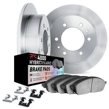 Dynamic Friction Company Rear Brake Rotors Kit | 4000 HybriDynamic Brake Pads includes Hardware 6812-16002